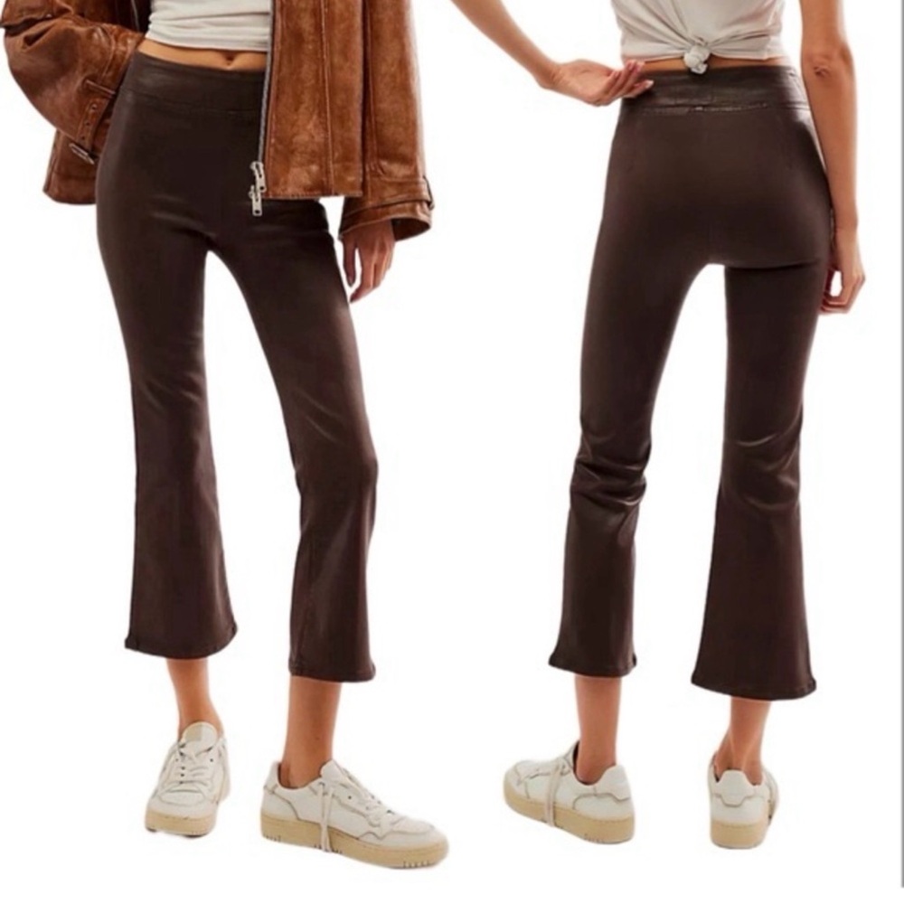 NWT Frame Jetset Crop Mini Boot Coated Espresso Super Stretch High Rise Bootcut